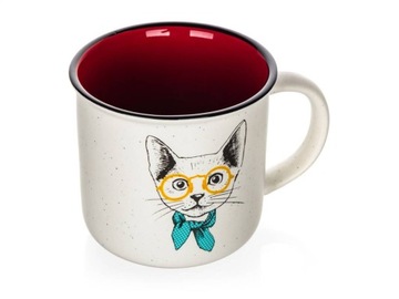 KUBEK CERAMICZNY KOT 400 ml NA KAWĘ HERBATĘ NAPOJE