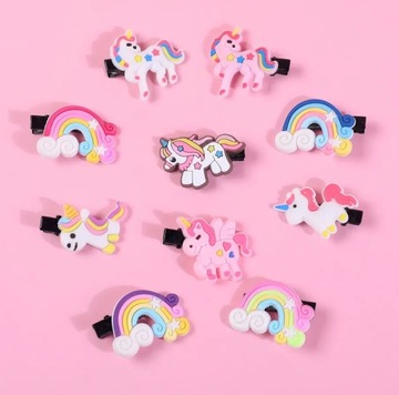 SPINKI do włosów JEDNOROŻEC klamry ozdoby zestaw 10 sztuk PREZENT