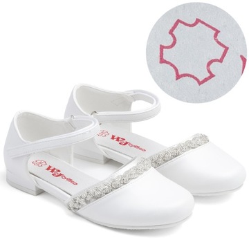 Buty komunijne dla dziewczynki sprzączka półbuty wkł. SKÓRA Wojtyłko