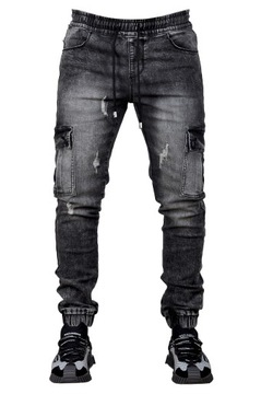 MP0145 r. XL Jeansy ze Ściągaczami JOGGERY MĘSKIE MODNE PREMIUM