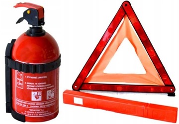 ZESTAW GAŚNICA SAMOCHODOWA 1KG PROSZKOWA + TRÓJKĄT