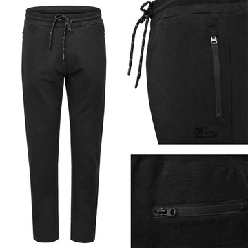 SPODNIE DRESOWE Męskie Długie Bez Ściągacza FERNANDO Czarne L Pako Jeans