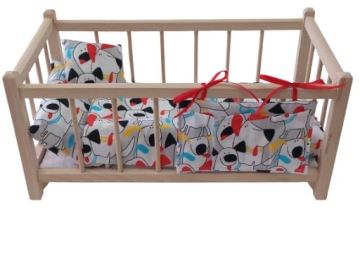 DREWNIANE ŁÓŻECZKO NATURALNE Z POŚCIELĄ DLA LALKI