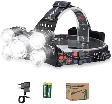 LATARKA CZOŁOWA LED 12000 lumenów 5 diod LED