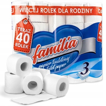 2 x Papier toaletowy Familia 3 warstwy Celuloza 40 ROL