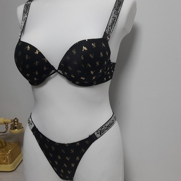 Victoria's Secret komplet bielizny czarny rozmiar ''75B