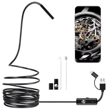 ENDOSKOP KAMERA INSPEKCYJNA 2M USB ANDROID WARSZTATOWA MIKRO LED USB-C 3w1