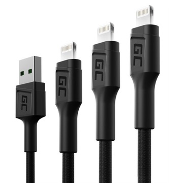 Комплект из 3 кабелей USB-Lightning длиной 0,3 м, 1,2 м, 2 м для iPhone SE 11 12 13 14 PRO