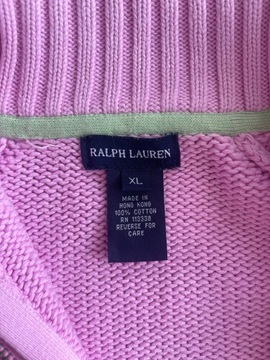 Ralph Lauren różowy bawełniany sweter XS rozpinany w stylu bluzy