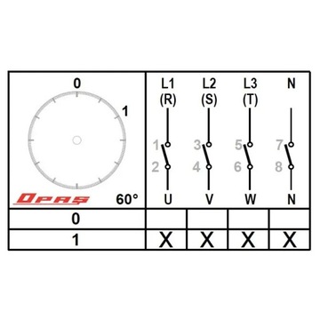 Поворотный переключатель 0-1, ВКЛ/ВЫКЛ 25А1 полюс
