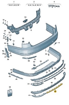 LIŠTA ZDOBENÁ NÁRAZNÍKU ZADNÍHO STŘEDNÍ  AUDI A8 D5 ASO ORIGINÁLNÍ NOVÁ