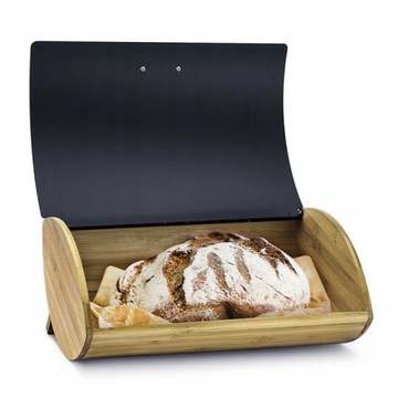 Хлебница деревянная со стальной крышкой, Эденберг черный