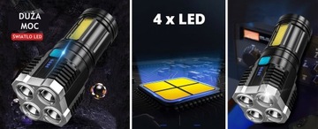 МОЩНЫЙ ФОНАРЬ НА 5 ЛАМП, БЕСПРОВОДНОЙ СВЕТОДИОДНЫЙ ПОИСК