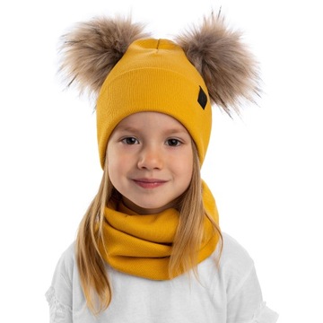 Czapka komin komplet jesień - zima 2 pompony 44-48
