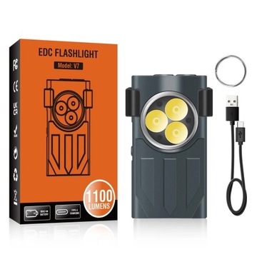 BORUiT V7 LED EDC Keychain Flashlight Type-C Rechargeable Portable Work