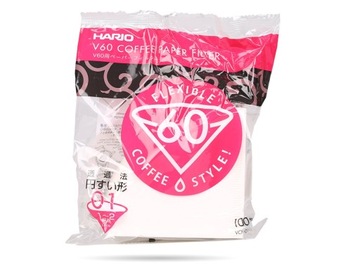 БЕЛЫЕ БУМАЖНЫЕ ФИЛЬТРЫ HARIO ДЛЯ КАПЕЛЬНОГО V60-01 100 шт.