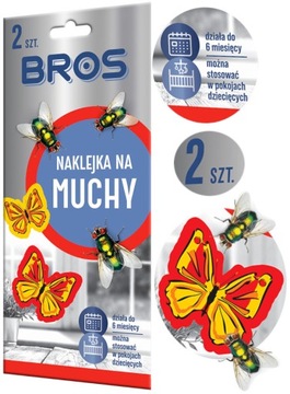 BROS Dekoracyjna Naklejka Zastępująca Lep na Muchy z Trutką do 6 m-cy 2 szt