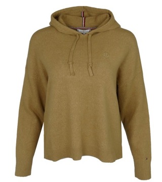 TOMMY HILFIGER sweter damski z kapturem, camel, XL