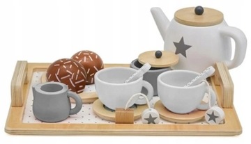 DREWNIANY SERWIS DO HERBATY ZESTAW