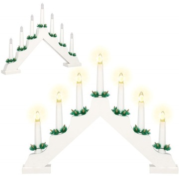 ŚWIECZNIK ADWENTOWY ŚWIECE NA OKNO LAMPKI 7 LED BIAŁY ŚWIĄTECZNA DEKORACJA