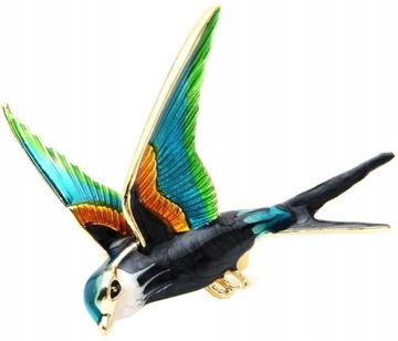 Broszka ptaszek Złoty ptak pin emalia kolorowa Przypinka na prezent modna