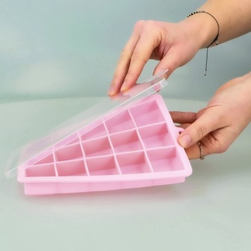 СИЛИКОНОВАЯ ФОРМА ДЛЯ ЛЬДА КОНТЕЙНЕР ДЛЯ КУБОВ С КРЫШКОЙ БОЛЬШИЕ КУБИКИ