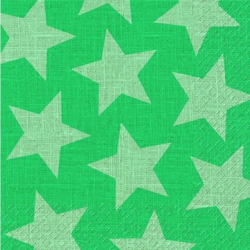 Serwetki 33 x 33 cm 20 szt., Gwiazdy zielone