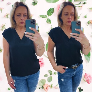 БЛУЗКА БЕЗ РУКАВОВ B3 V-KA, ЧЕРНАЯ R.M