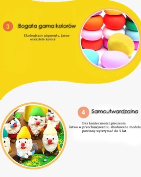 MAGICZNA PLASTELINA MASA PLASTYCZNA PIANKOLINA 24 sztuk +Nożyk