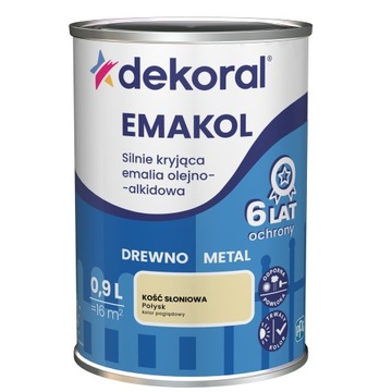 Dekoral SILNIE KRYJĄCA Emalia do drewna i metalu kość słoniowa 0,9L
