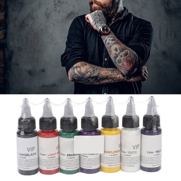 НАБОР ЧЕРНИЛ, КРАСКА ДЛЯ ТАТУ, ПИГМЕНТЫ ДЛЯ ТАТУ, 7 ЦВЕТОВ