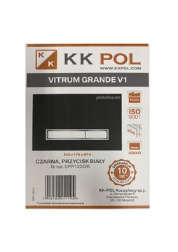 Płytka przycisku WC Vitrum Grande V1 czarne szkło, biały, KK-Pol