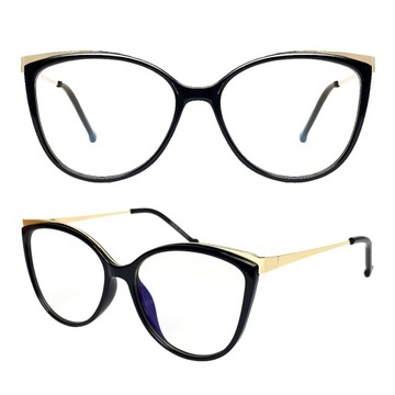 Okulary Zerówki Damskie Kocie Oczy Kobiece Oprawki Cat Eye Filtr Blue Light