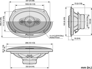 Pioneer TS-A6991F Автомобильные колонки 6x9 дюймов 5-полосные 700 Вт