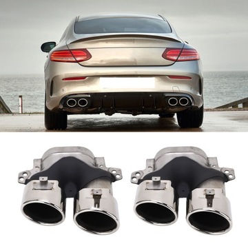 Четыре насадки выхлопной системы подходят для AMG C43 W205.