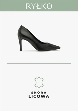 Czółenka damskie skórzane czarne RYŁKO buty klasyczne wsuwane eleganckie 42