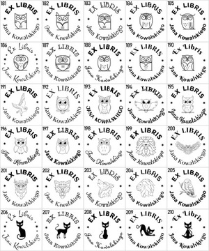 Pieczątka Ex libris Okrągła śr. 4cm - 360 Wzorów + GRAWER + lniany woreczek