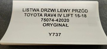 LIŠTA DVEŘE LEVÝ PŘEDNÍ TOYOTA RAV4 IV FACELIFT 15-18
