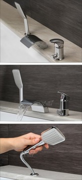 Смеситель для ванны на 3 отверстия, хромированный каскад