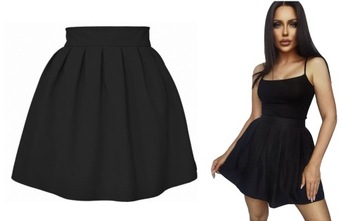 Modna CZARNA SPÓDNICZKA ROZKLOSZOWANA w ZAKŁADKI na ZAMEK rozmiar S