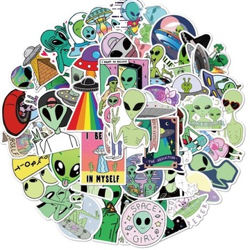WLEPY Zestaw naklejek STICKER bomb MIX UFO 50 szt