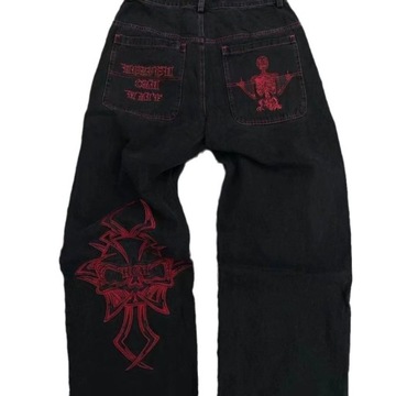 spodnie męskie jeansy Streetwear JNCO Jeans Y2k Hi