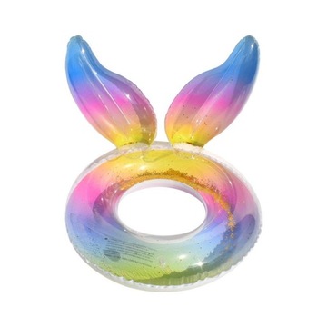 НАДУВНОЕ КОЛЕСО ДЛЯ ПЛАВАНИЯ РАДУГА С БЛЕСКНЫМИ РЫБЬИМ ХВОСТОМ РУСАЛОЧКИ 90 СМ