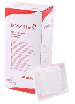 KOMPRESY GAZOWE 7,5x7,5cm 50x3szt GAZIKI JAŁOWE KOMPRI LUX