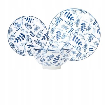 НАВИА Тарелка обеденная, темно-синий, с листьями, 27 см, ХОМЛА