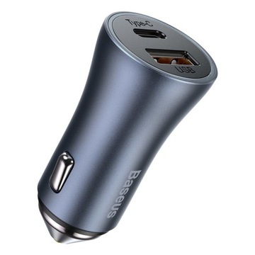 BASEUS SZYBKA ŁADOWARKA SAMOCHODOWA USB TYP C USB + RYSIK