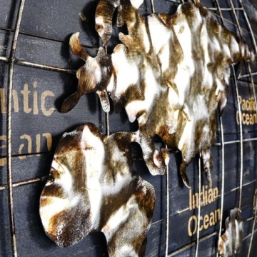 3D металлическая ретро картина на стену для гостиной, кабинета ЛОФТ, КАРТА МИРА 1