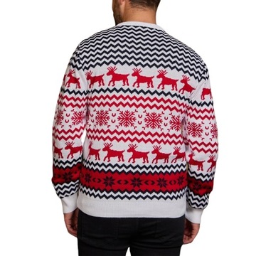 Męski sweter z długim rękawem i łosiem świątecznym