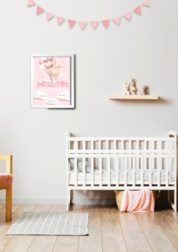 ИЗОБРАЖЕННЫЙ ПОСТЕР ДЛЯ МАЛЫША Зайка Розовое Имя + Рамка