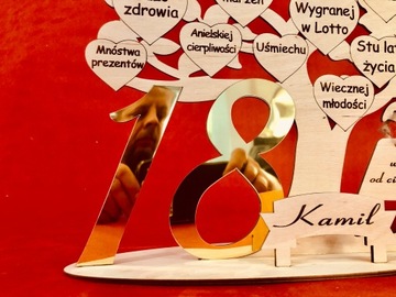 Пожелание на 18 лет гравюра на дереве на ламинате